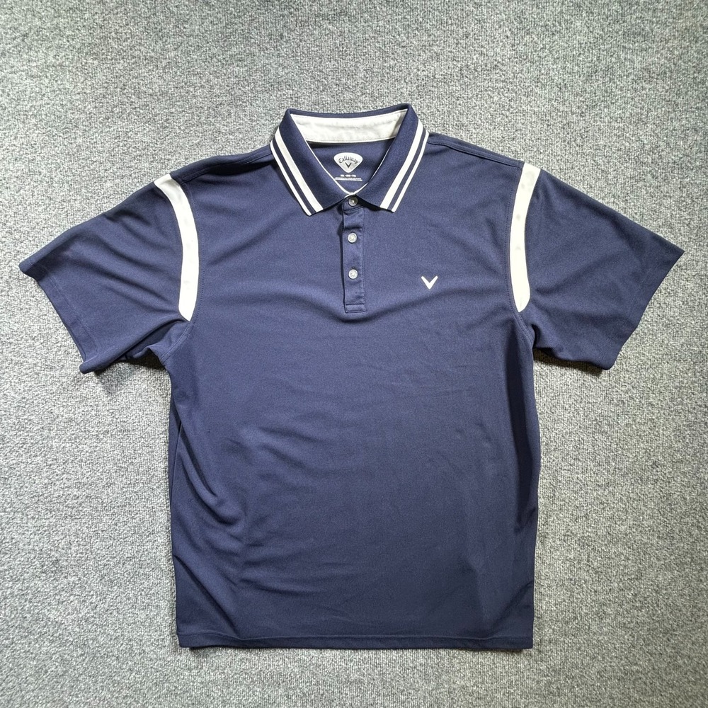 Callaway Polo Shirt Men's 2XL Blue Polyester Golf Sports Performance Running